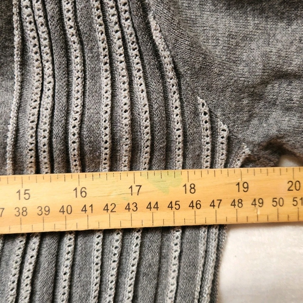 Anthropologie Knitted & Knotted Cardigan Sweater Pleated Open Silver Gray Size L - Picture 6 of 7